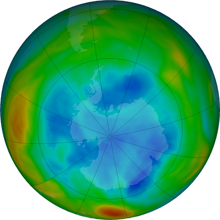 Antarctic ozone map for 04 August 2018